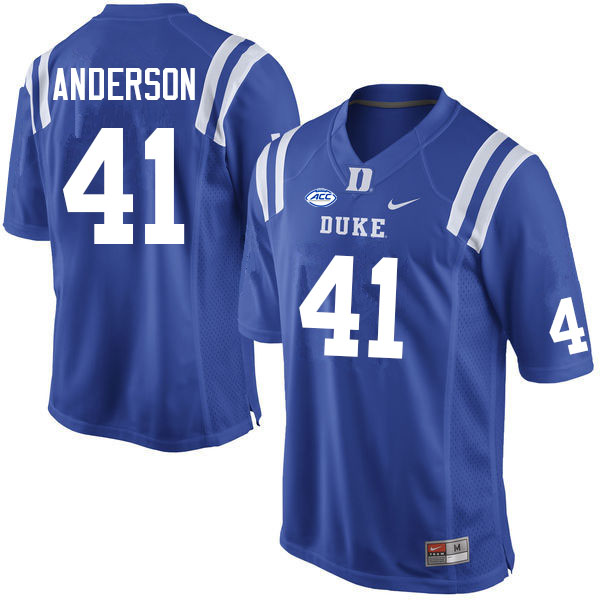 Men #41 Grissim Anderson Duke Blue Devils College Football Jerseys Sale-Blue